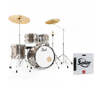 PEARL RS505BC/C707 Roadshow Bronze Metallic 5 Parça (20B/10T/12T/14F/14S) Aksamlı ve Sabian Zilli Akustik Davul Seti