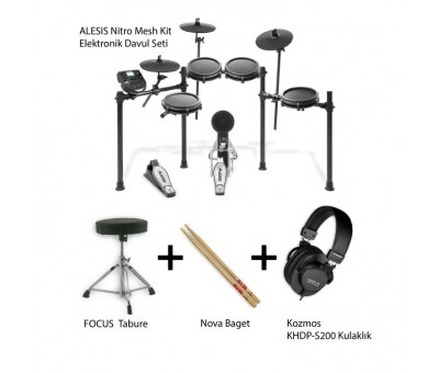 Alesis Nitro Mesh Kit File Derili 8-Parça Elektronik Davul Seti (Tabure, Kulaklık, Baget Dahil)