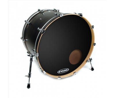 Evans Deri 20" Resonat Onyx Kick Siyah Kumlu Ön Ringli Tek Kat (7,5 Mil)