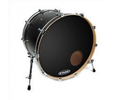 Evans Deri 22" Resonat Onyx Kick Siyah Kumlu Ön Ringli Tek Kat (7,5 Mil)