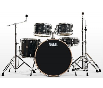 NATAL KAR-F20-BK - Arcadia Fusion Black Sparkle 5 Parça (20B/10T/12T/14F/14S) Aksamlı Akustik Davul Seti