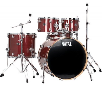 NATAL KAR-UF22-RS - Arcadia Fusion Red Strata 5 Parça (22B/10T/12T/16F/14S) Aksamlı Akustik Davul Seti