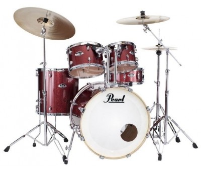 PEARL EXX705NBR/C704 - Export Black Cherry Glitter 5 Parça (20B/10T/12T/14F/14S) Aksamlı & Zilli Akustik Davul Seti