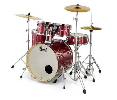 Pearl EXX725F/C704 - Export EXX Black Cherry Glitter 5 Parça (22B/10T/12T/14F/14S) Aksamlı Akustik Davul Seti