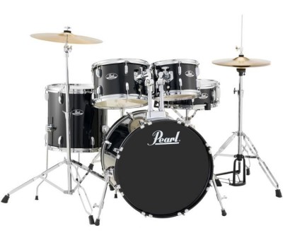 PEARL RS505C/C31 - Roadshow Jet Black 5 Parça (20B/10T/12T/14F/14S) Aksamlı & Zilli Akustik Davul Seti