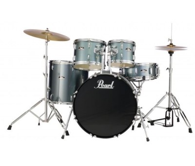 PEARL RS525SC/C706 - Roadshow Charcoal Metallic 5 Parça (22B/10T/12T/16F/14S) Aksamlı & Zilli Akustik Davul Seti