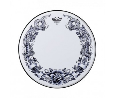 REMO TT-0814-AX-T02 - Ambassador® X Skyndeep® Tattoo Serpentrose 14" Trampet Derisi