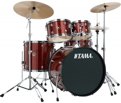 TAMA RM50YH6C-RDS - Rhythm Mate Red Stream 5 Parça (20B/10T/12T/14F/14S) Aksamlı & Zilli Akustik Davul Seti