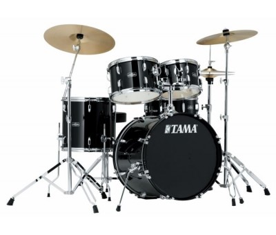 TAMA SG50H6C-BK - Stagestar Black 5 Parça (20B/10T/12T/14F/14S) Aksamlı & Zilli Akustik Davul Seti