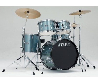 TAMA SG50H6C-CSV - Stagestar Charcoal Silver 5 Parça (20B/10T/12T/14F/14S) Aksamlı & Zilli Akustik Davul Seti