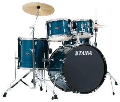 TAMA SG50H6C-HLB - Stagestar Hairline Blue 5 Parça (20B/10T/12T/14F/14S) Aksamlı & Zilli Akustik Davul Seti