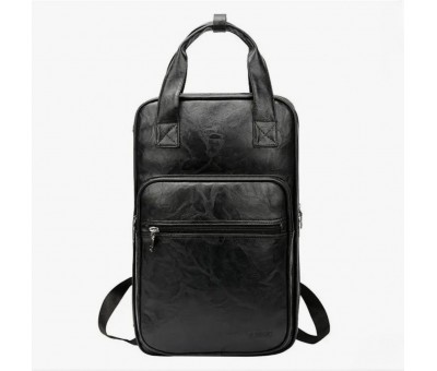 WW Deri Baget Çantası, Siyah PU Deri, Sırt Çantası